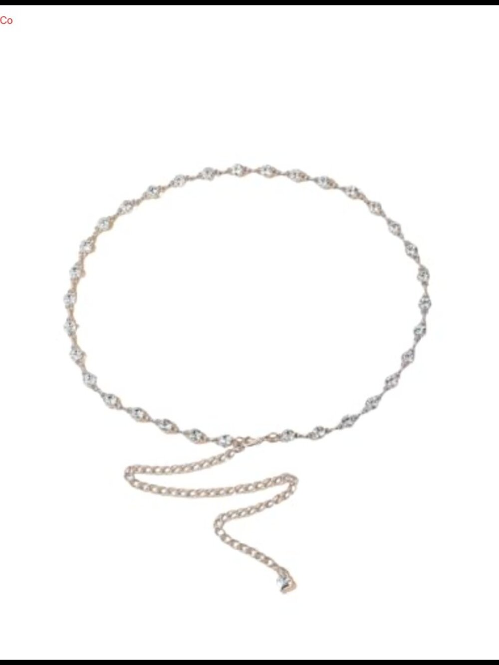 Rhinestone Metal Chain Belt Adjustable Thin Waist Belt for Dress